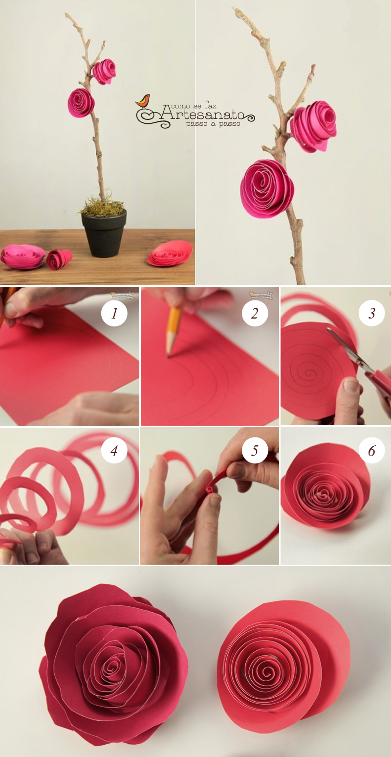 Rosa artificial de papel para decorar | Como faz artesanato